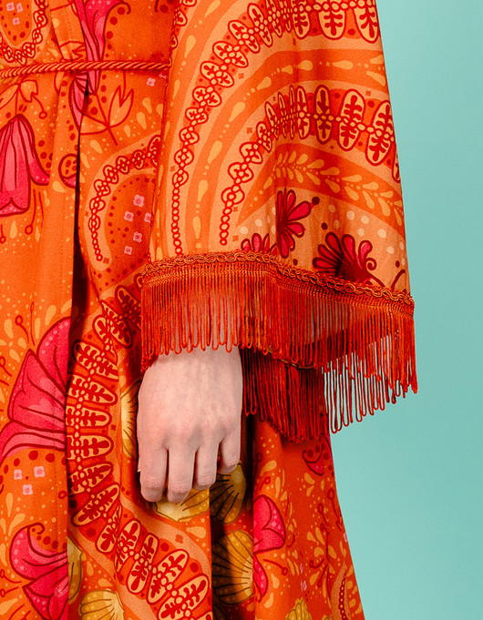 1 m pala Ateena-puuvillasatiini oranssi