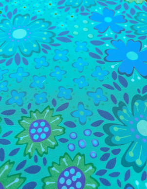 Floora-puuvillakangas turkoosi