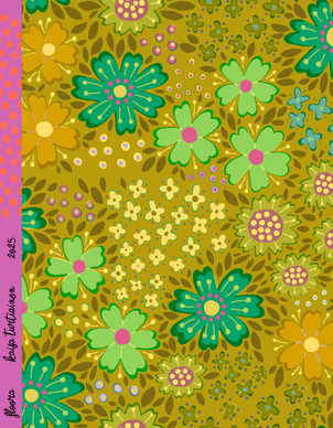 Floora-puuvillakangas vihreä