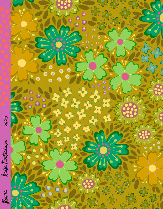 Floora-puuvillakangas vihreä