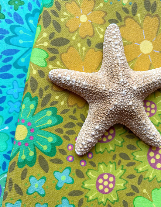 Floora-puuvillakangas vihreä