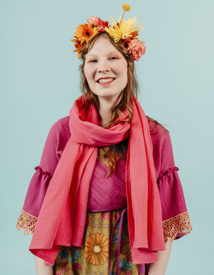 Yksivärinen huivi pinkki