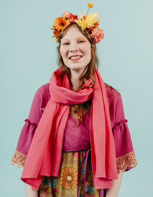 Yksivärinen huivi pinkki