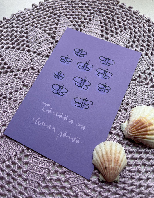 Ihana päivä-postikortti laventeli