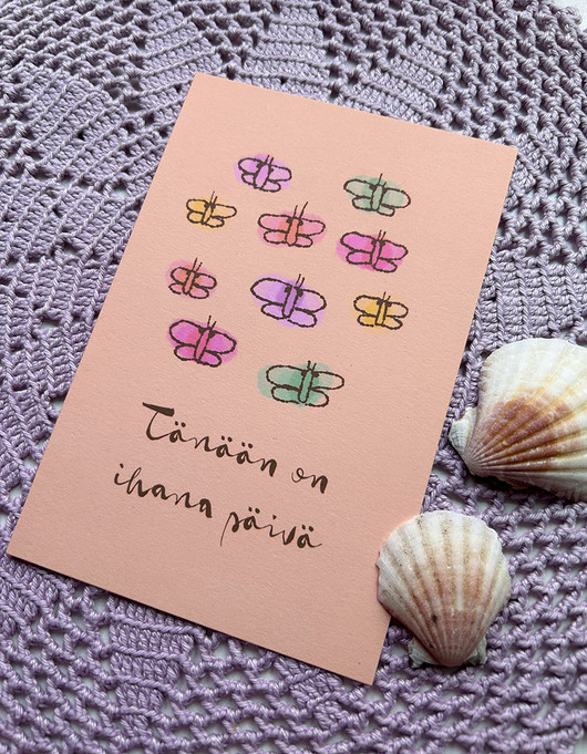 Ihana päivä-postikortti vaalea persikka