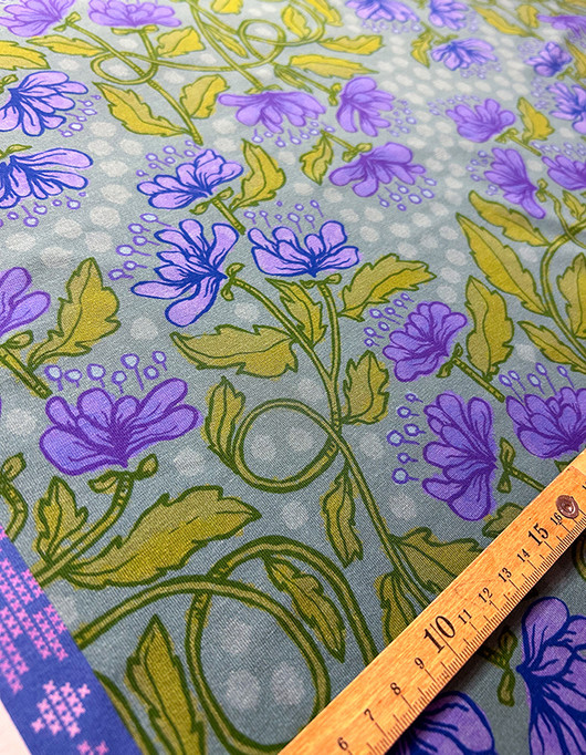 Kehäkukka-puuvillatrikoo sinivihreä