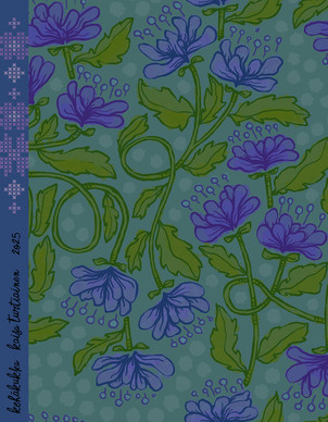 Kehäkukka-puuvillatrikoo sinivihreä