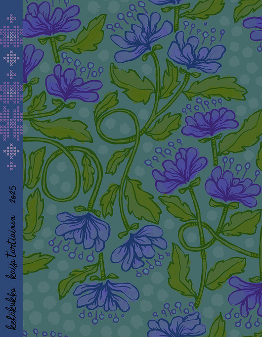 Kehäkukka-puuvillatrikoo sinivihreä