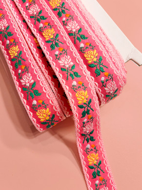 Kuvionauha 23 mm vaalea pinkki kukallinen