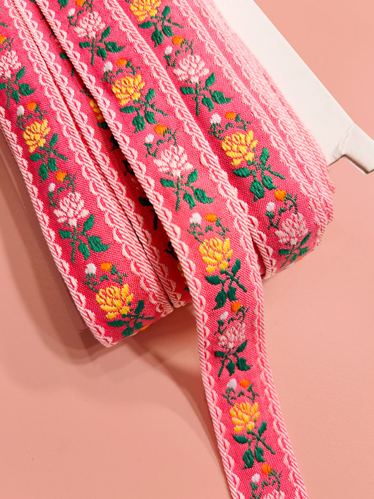 Kuvionauha 23 mm vaalea pinkki kukallinen