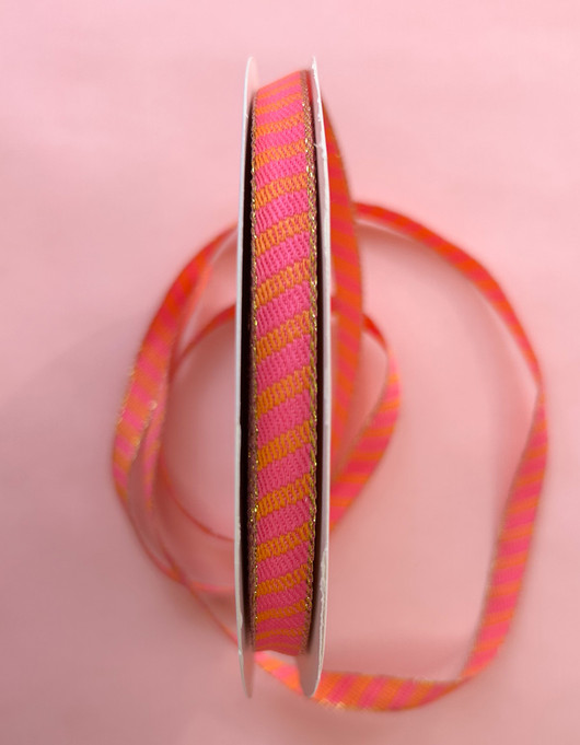 Kuvionauha 10 mm oranssi-pinkki raita