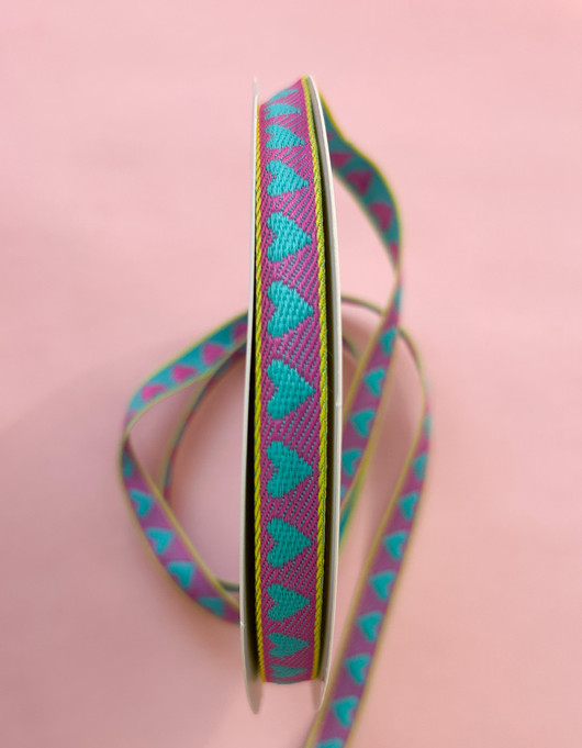 Kuvionauha 10 mm turkoosit sydämet