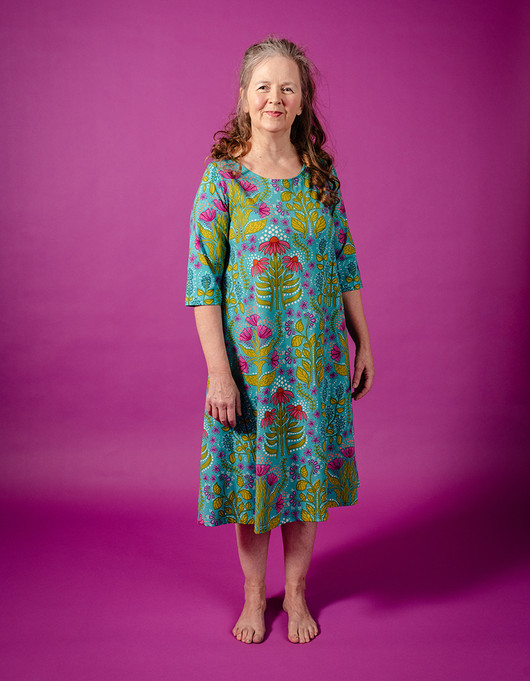 Herbaario-puuvillatrikoo turkoosi