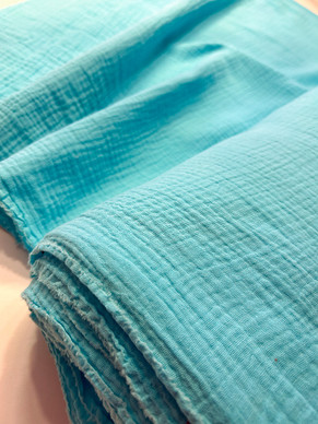 Puuvillamusliini vaalea turkoosi