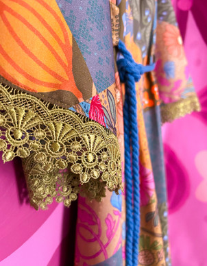 Tilkkutäkki-nautiskelutakki vihreäsävyinen