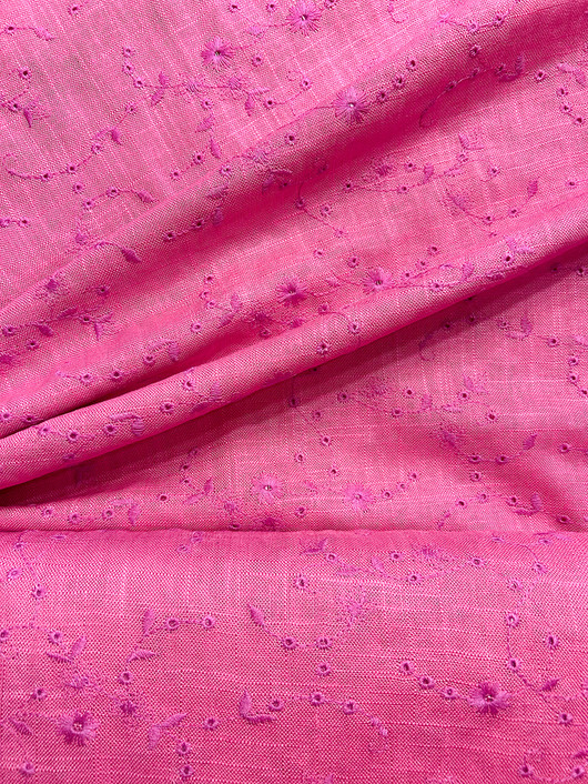 Pellavakangas kirjailtu vaalea pinkki