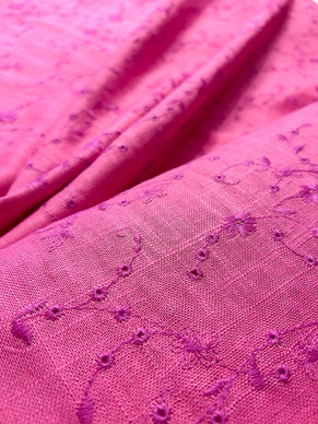 Pellavakangas kirjailtu vaalea pinkki