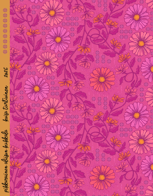 Pikkuruinen Aliisan kukkala-puuvillakangas pinkki