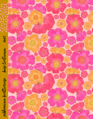 Pikkuruinen Kurtturuusu-puuvillakangas vaaleanpunainen