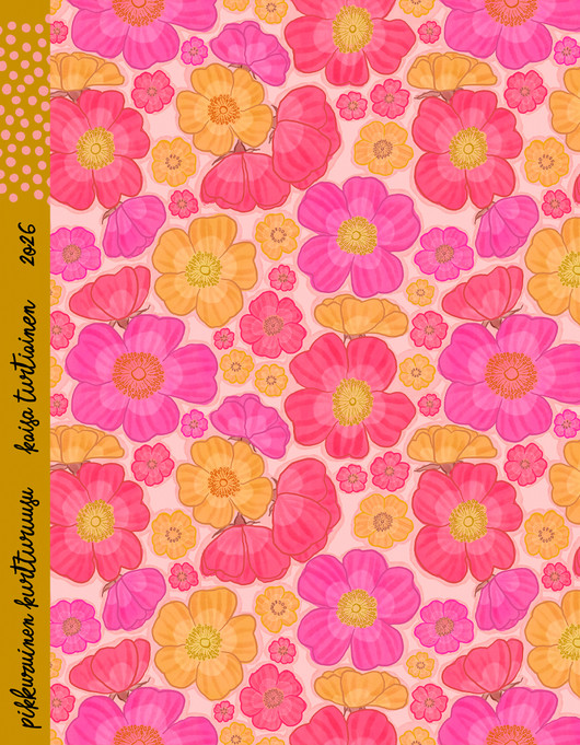 Pikkuruinen Kurtturuusu-puuvillakangas vaaleanpunainen