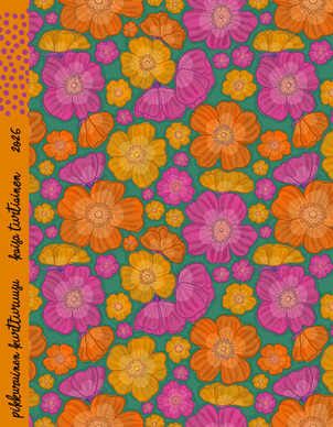 Pikkuruinen Kurtturuusu-puuvillakangas värikäs