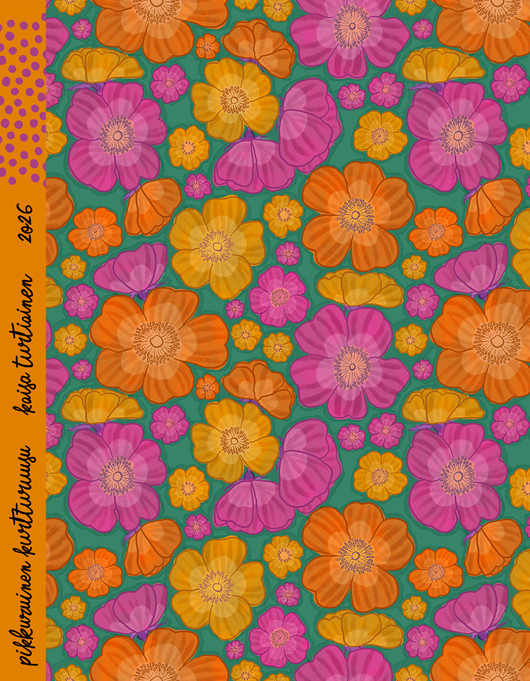 Pikkuruinen Kurtturuusu-puuvillakangas värikäs