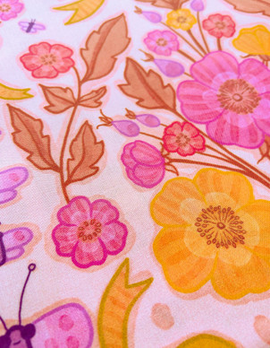 Pomppaduuri-puuvillakangas vaaleanpunainen