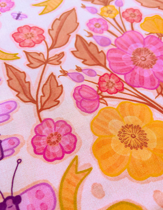 Pomppaduuri-puuvillakangas vaaleanpunainen