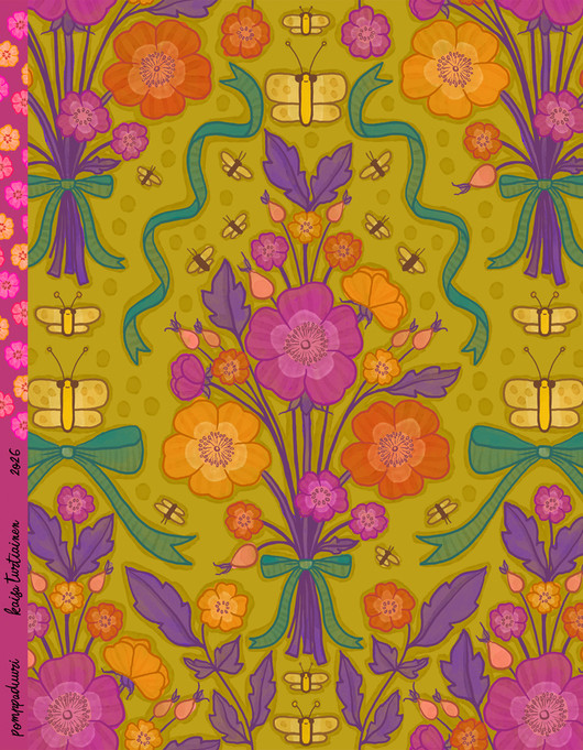 Pomppaduuri-puuvillakangas vihreä