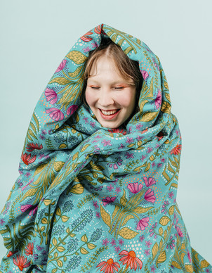 Herbaario-puuvillasatiini turkoosi