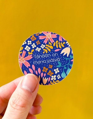 Ihana päivä - tarra sininen Kreeta