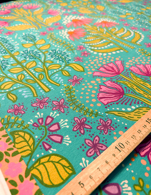 Herbaario-puuvillatrikoo turkoosi