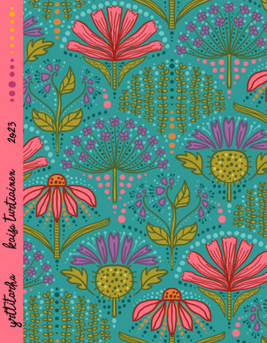 Yrttitarha-puuvillakangas turkoosi