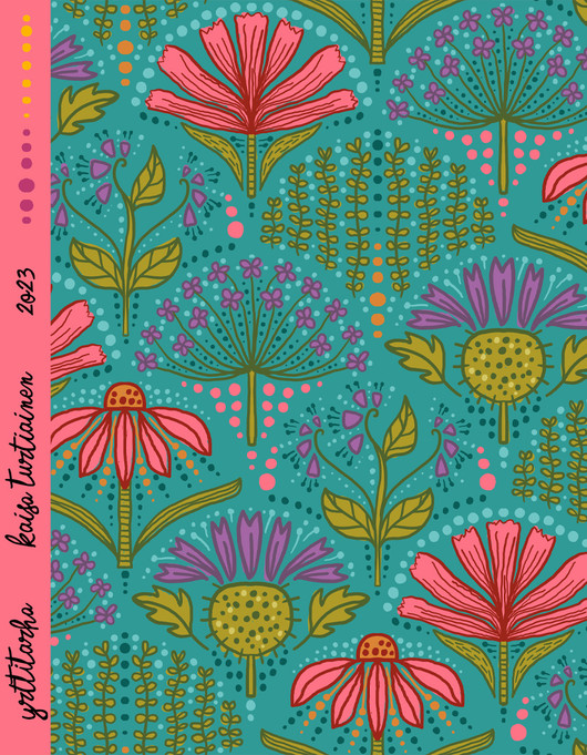 Yrttitarha-puuvillakangas turkoosi