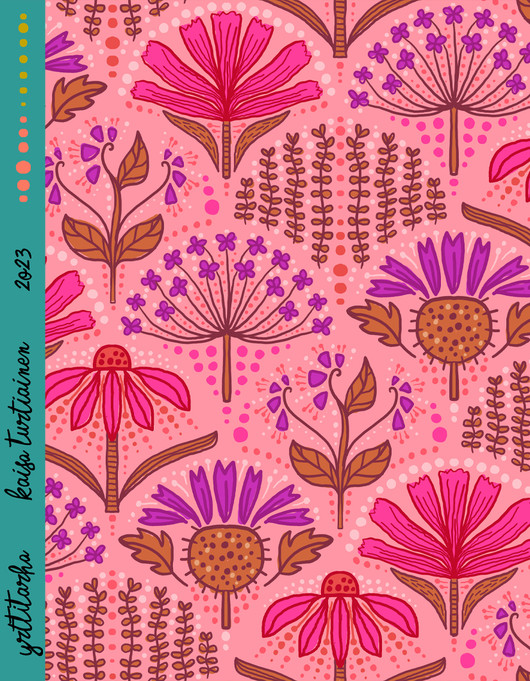 Yrttitarha-puuvillakangas vaaleanpunainen