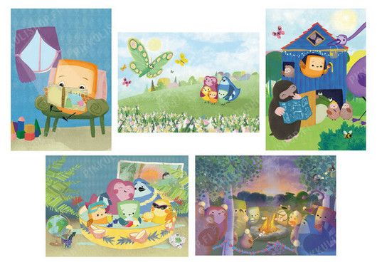 Pikkulin postikorttipaketti - viisi erilaista