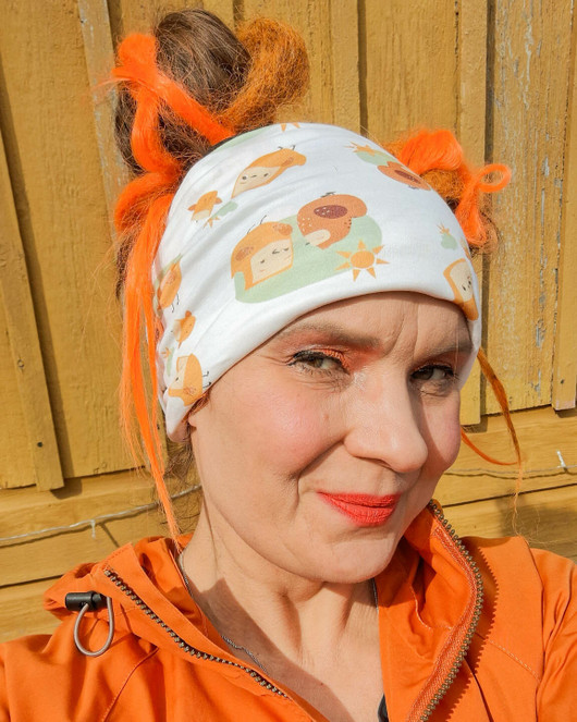 Tuubihuivi valkoinen - Pikkuli, pyy ja aurinko