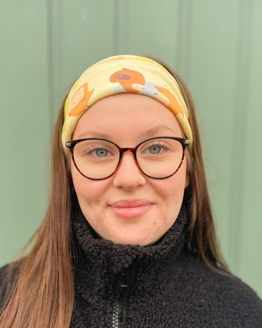 Tuubihuivi keltainen - Pikkuli, pyy ja sydän