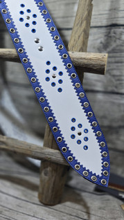 Valkoinen lapinvyö sinisellä harkko reunoilla 80mm/1h