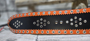 Musta lapinvyö oranssilla reunoilla 80mm/1h