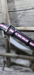 40 mm valko/pinkki/musta nahkavyö