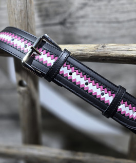 40 mm valko/pinkki/musta nahkavyö