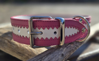 40 mm koirankaulapanta valkea/pinkki