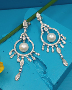 Sac Silver hopeiset korvakorut makeanvedenhelmillä