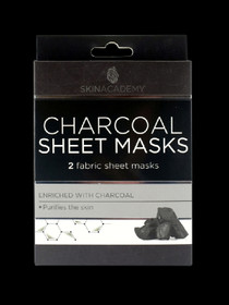 Skin Academy Charcoal Sheet Mask 2kpl - Syväpuhdistava Aktiivihiilinaamio