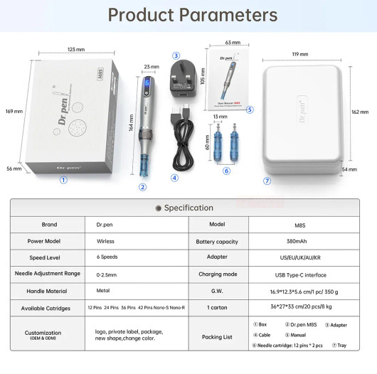 Dr.pen Ultima M8S – Mikroneulauskynä ihon heleytykseen ja tasoitukseen
