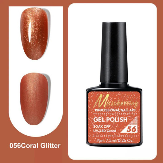 Misscheering Professional Nail Art Gel Polish 56 Coral Glitter