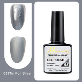 Misscheering Professional Nail Art Gel Polish 55 Tin Foil Silver