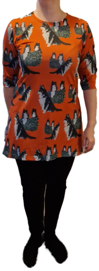 AAVA tunika LAPPARI L ja XL pitkähihainen hihainen murrettu oranssi