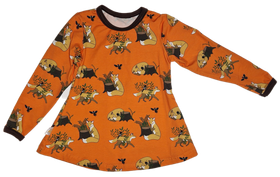 LAINE mekkotunika KETUNLEIPÄÄ oranssi ruskeat kanttaukset 86-128cm